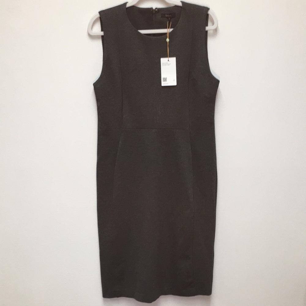Quince Sleeveless Stretch Shift Dress Large Gray Office Professional Workwear
